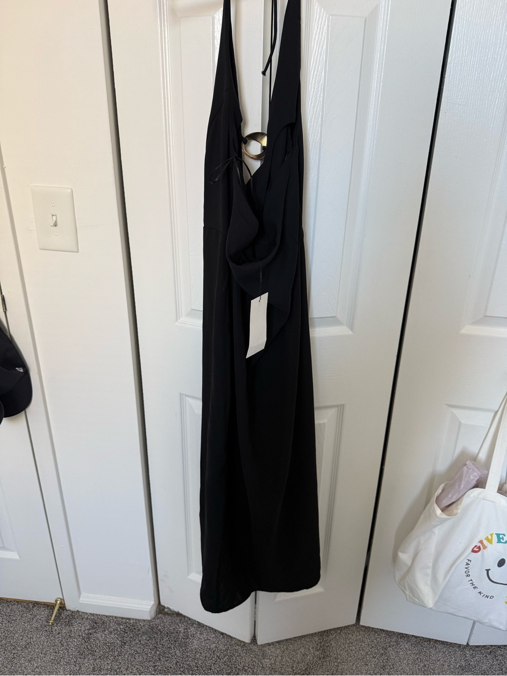 Zara Black Halter Maxi Dress with Ring Detail